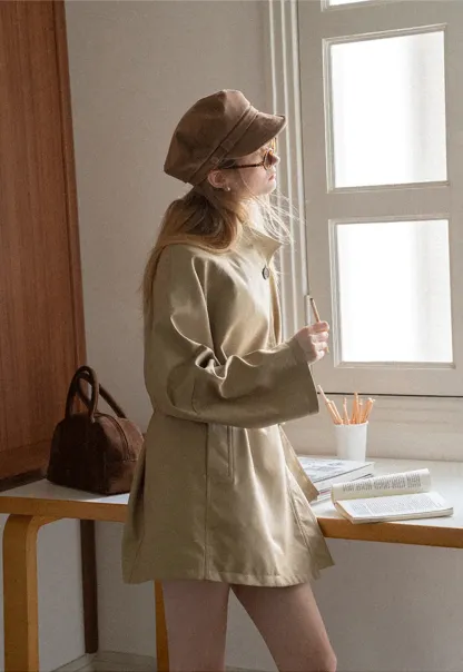 Asymmetrical Collar Oversized Belted Trench Coat