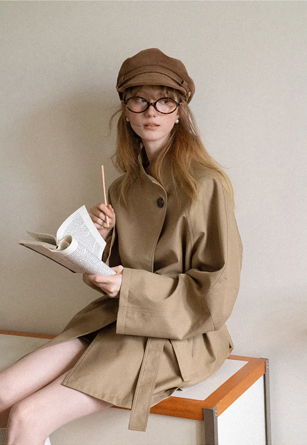 Asymmetrical Collar Oversized Belted Trench Coat