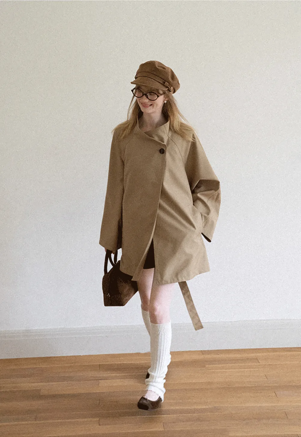 Asymmetrical Collar Oversized Belted Trench Coat