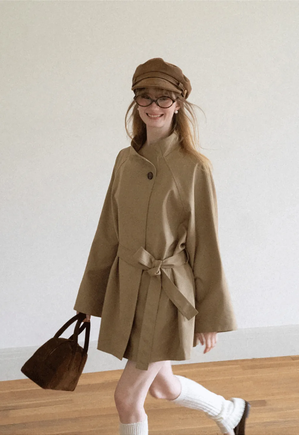 Asymmetrical Collar Oversized Belted Trench Coat