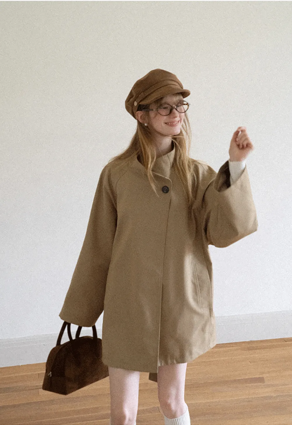 Asymmetrical Collar Oversized Belted Trench Coat