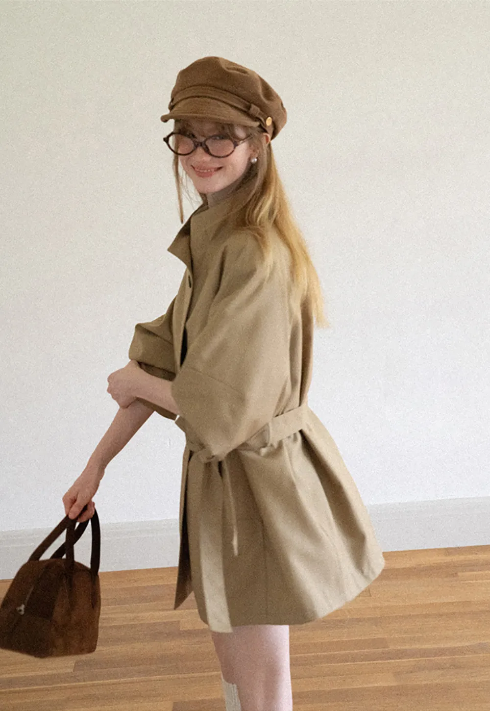 Asymmetrical Collar Oversized Belted Trench Coat