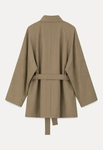 Asymmetrical Collar Oversized Belted Trench Coat