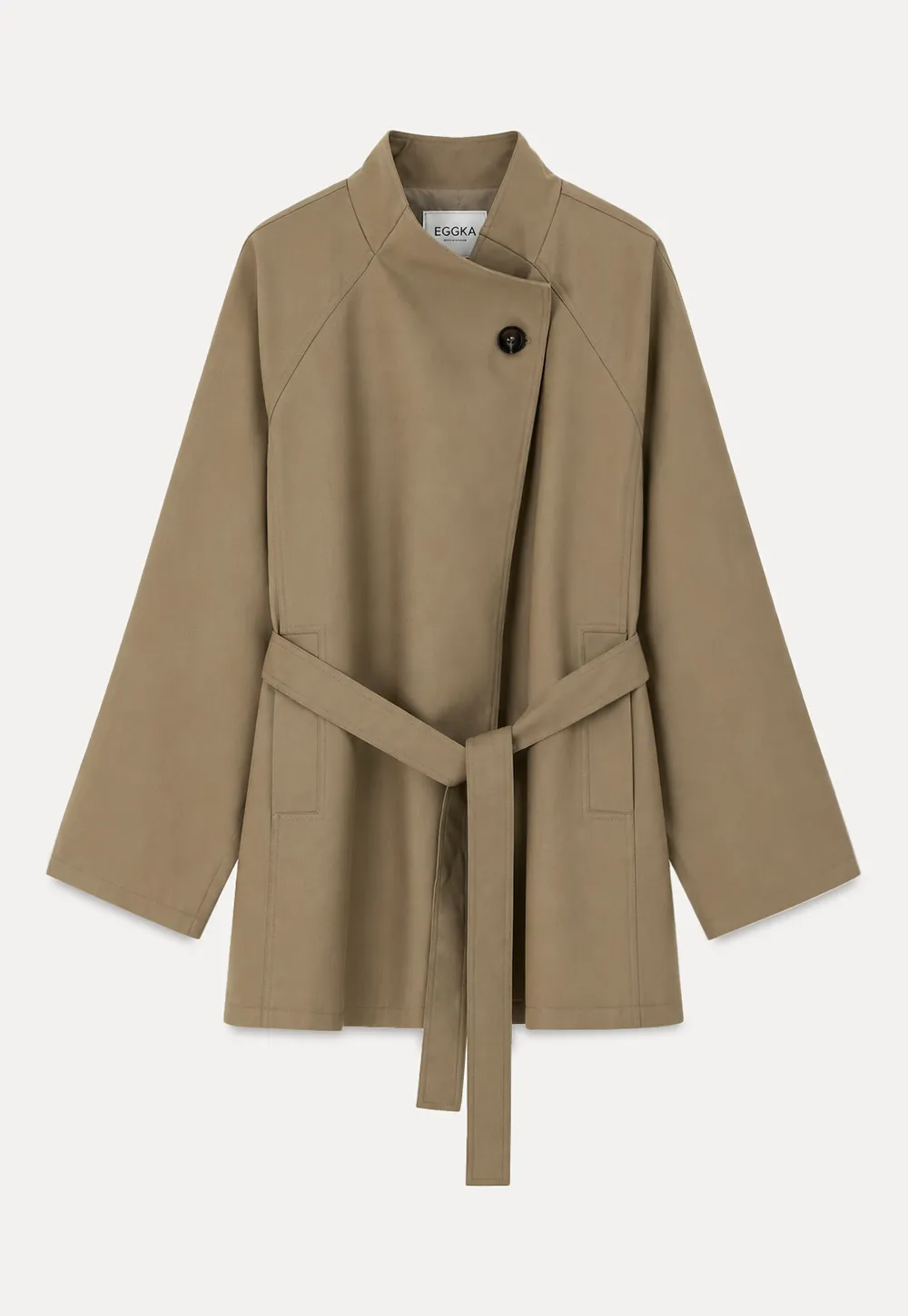 Asymmetrical Collar Oversized Belted Trench Coat