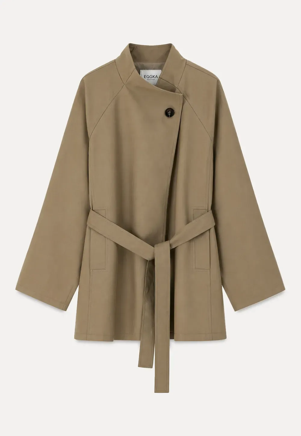 Asymmetrical Collar Oversized Belted Trench Coat