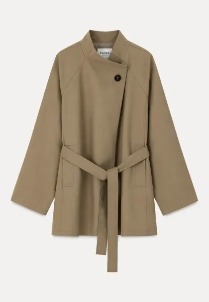 Asymmetrical Collar Oversized Belted Trench Coat