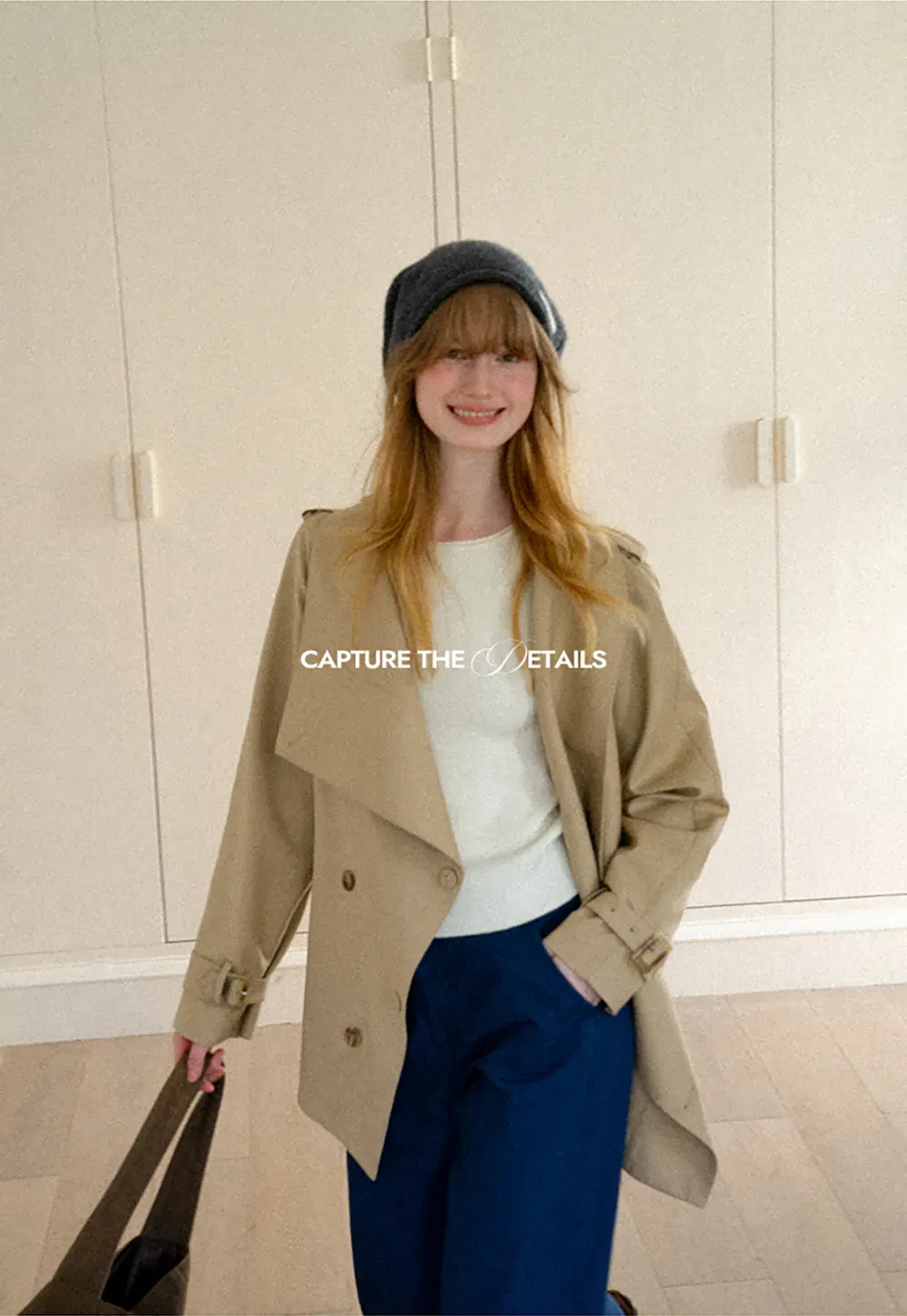 Asymmetrical Lapel Double Breasted Trench Coat