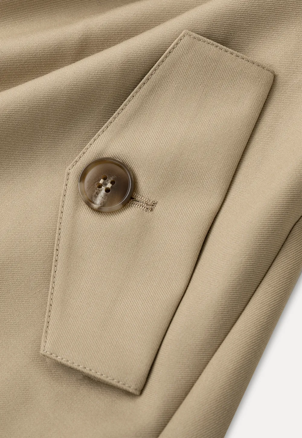 Asymmetrical Lapel Double Breasted Trench Coat