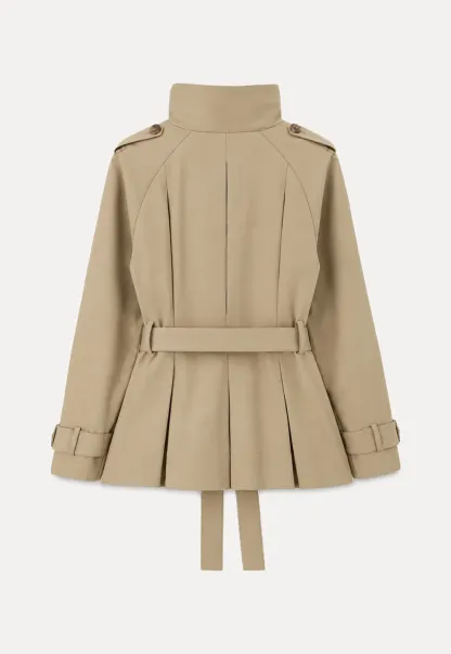 Asymmetrical Lapel Double Breasted Trench Coat