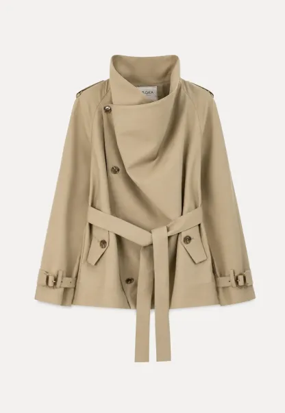 Asymmetrical Lapel Double Breasted Trench Coat