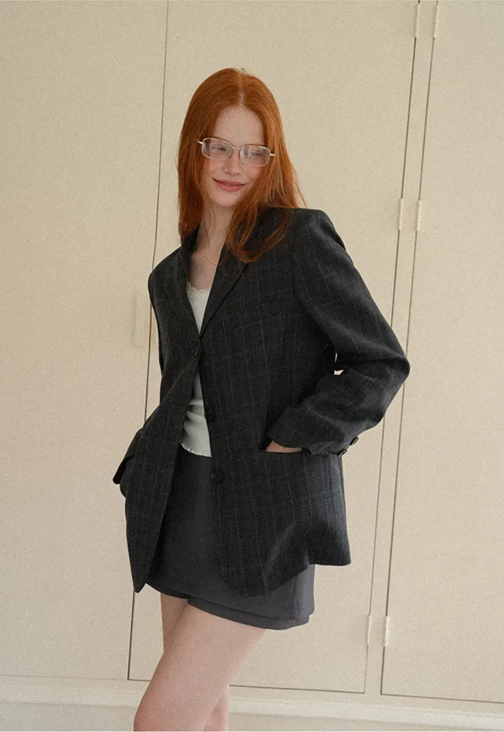 Oversized Plaid Blazer Suit