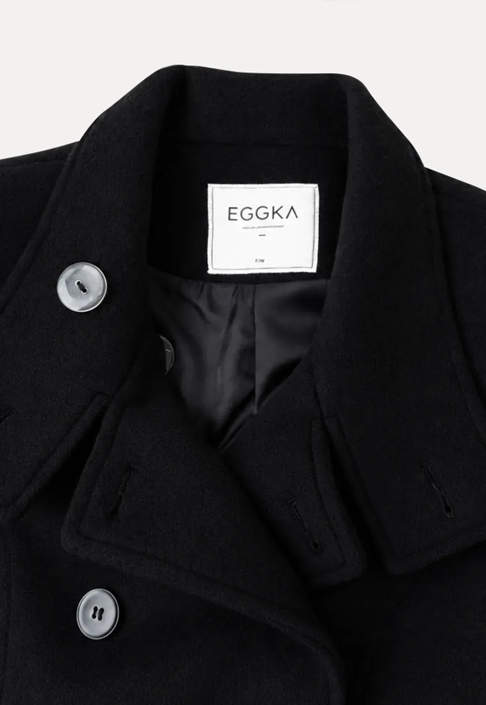Asymmetrical Collar Double Breasted Wool Coat