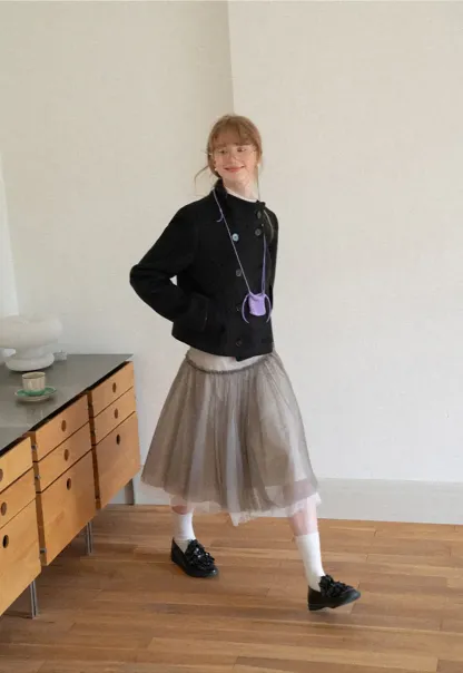Asymmetrical Collar Double Breasted Wool Coat