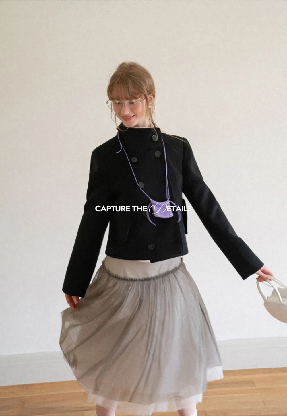 Asymmetrical Collar Double Breasted Wool Coat