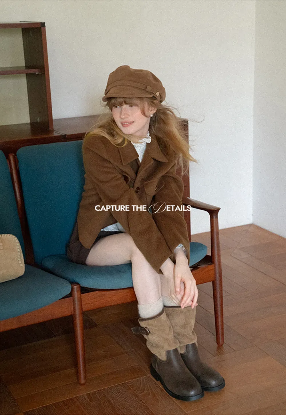 Cropped Wool Coat with Flap Pockets and Notched Collar