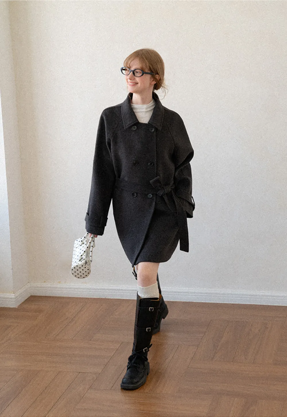 Cape Collar Double Breasted Wool Coat