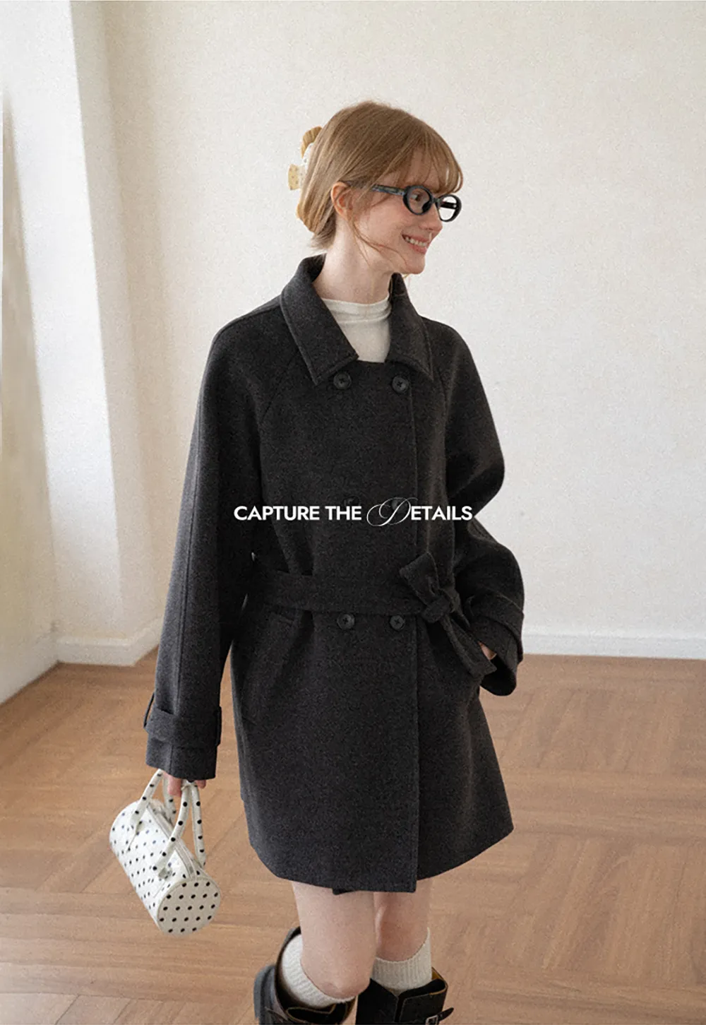 Cape Collar Double Breasted Wool Coat