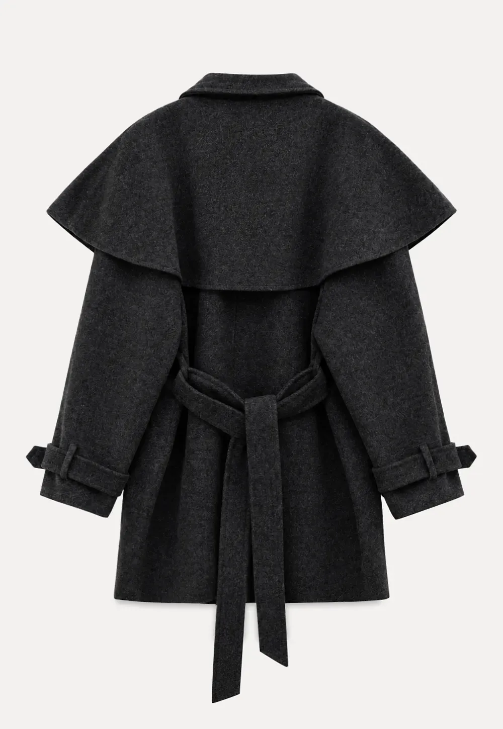 Cape Collar Double Breasted Wool Coat