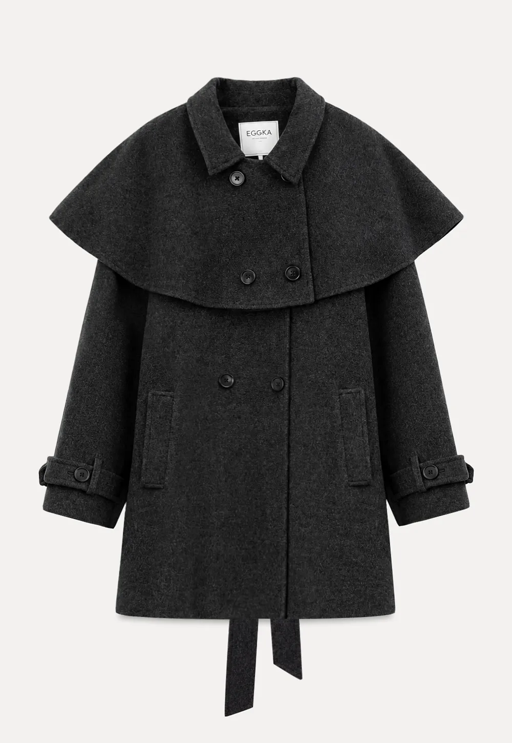 Cape Collar Double Breasted Wool Coat