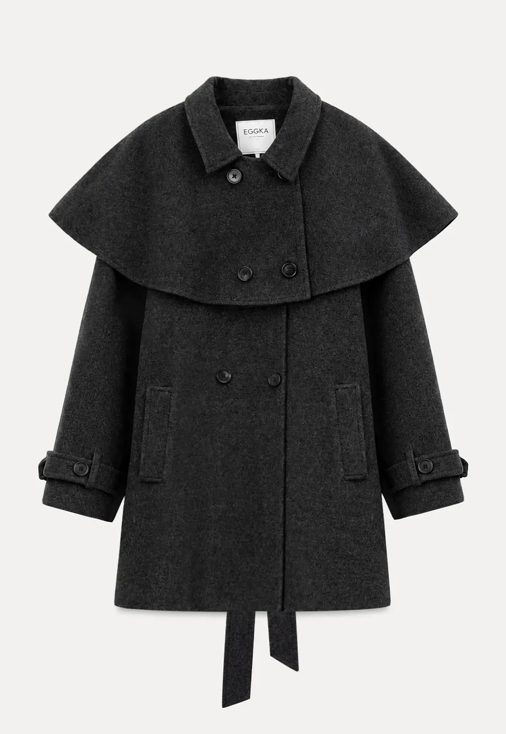 Cape Collar Double Breasted Wool Coat
