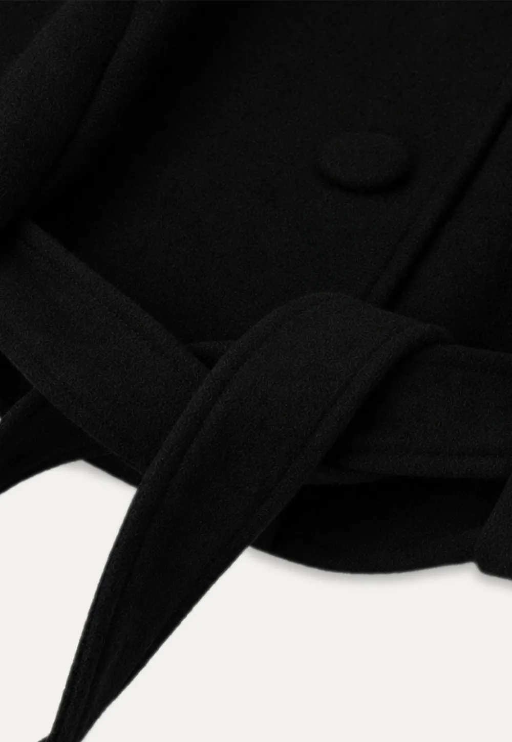 Oversized Wool Coat with Stand Collar and Tie Waist