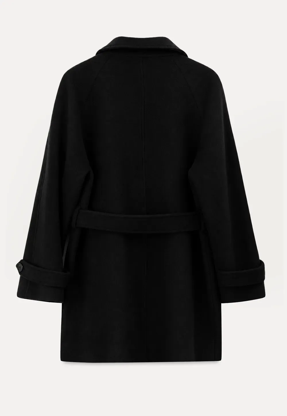Double Breasted Peaked Collar Wool Coat