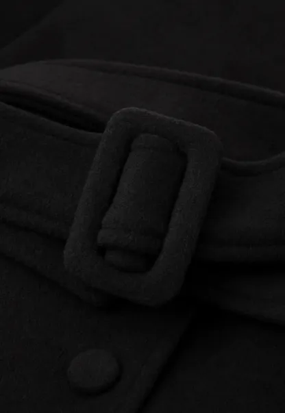 Asymmetrical Lapel Belted Wool Coat