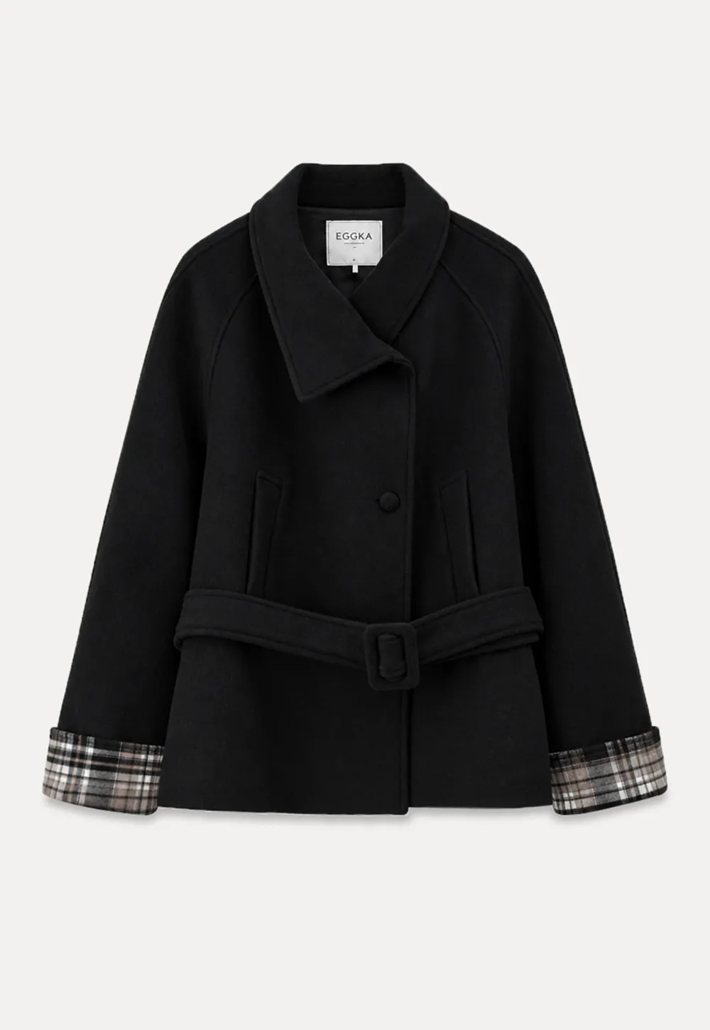 Asymmetrical Lapel Belted Wool Coat