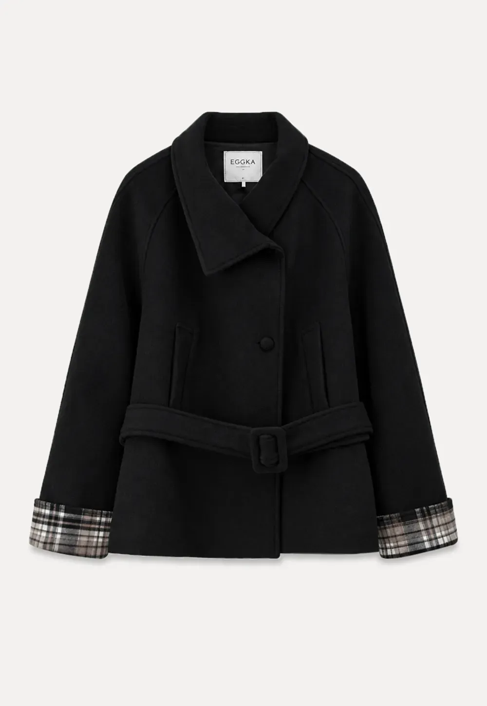 Asymmetrical Lapel Belted Wool Coat