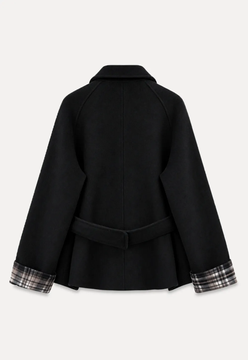 Asymmetrical Lapel Belted Wool Coat