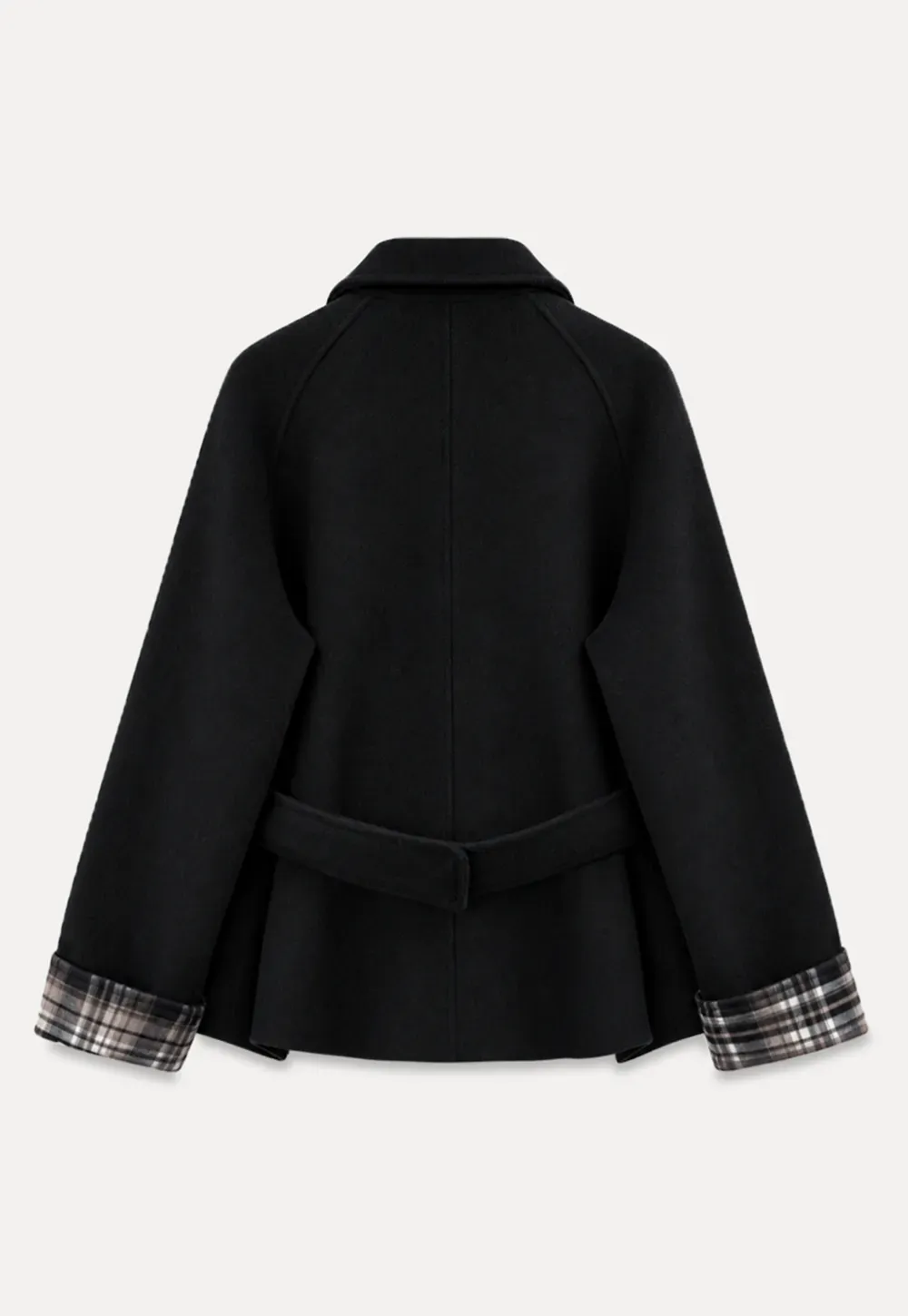 Asymmetrical Lapel Belted Wool Coat