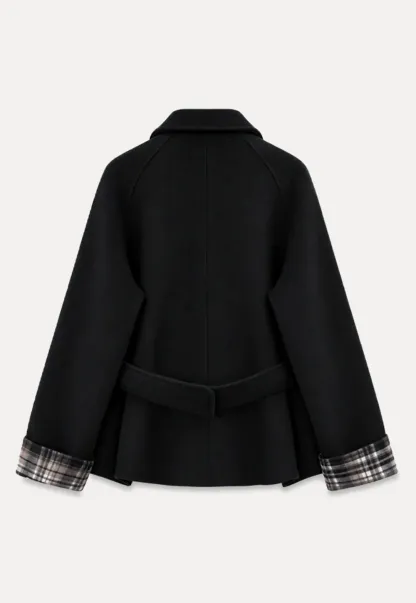 Asymmetrical Lapel Belted Wool Coat