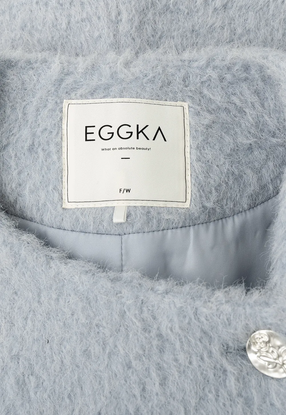 Asymmetrical Lapel Wool Coat with Pearl Buttons