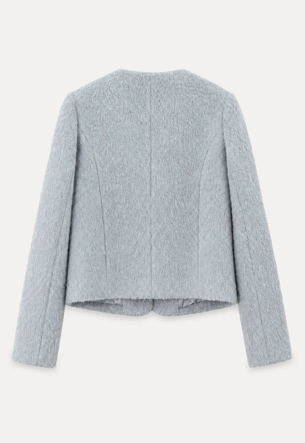 Asymmetrical Lapel Wool Coat with Pearl Buttons