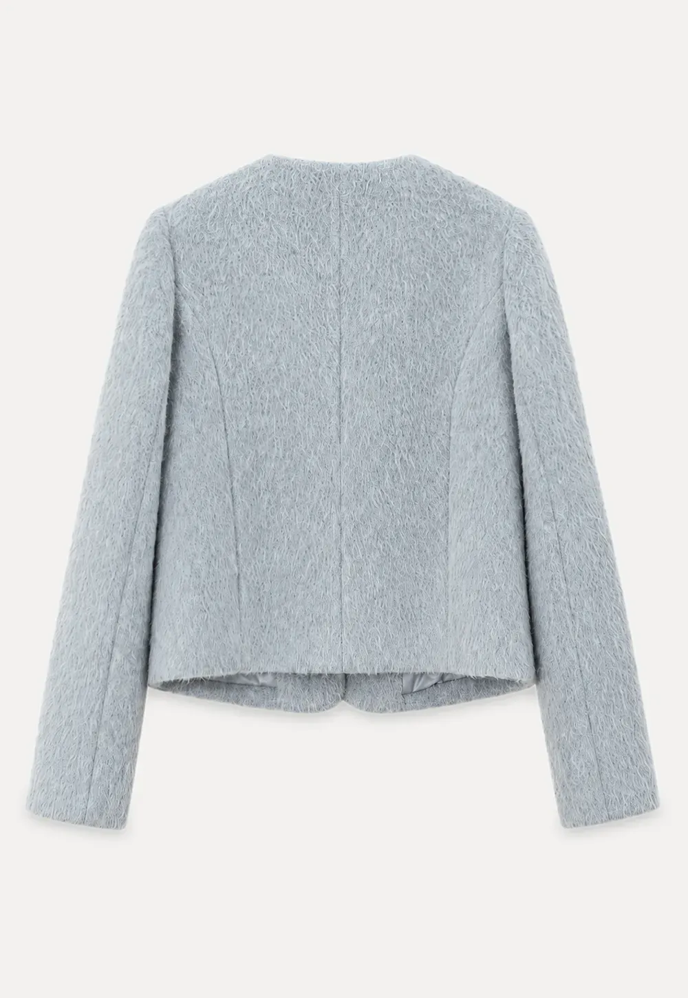 Asymmetrical Lapel Wool Coat with Pearl Buttons