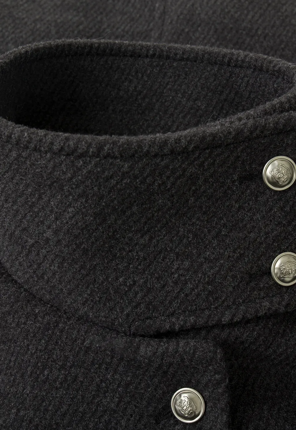 High Collar Button Front Wool Coat