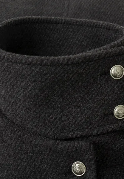 High Collar Button Front Wool Coat