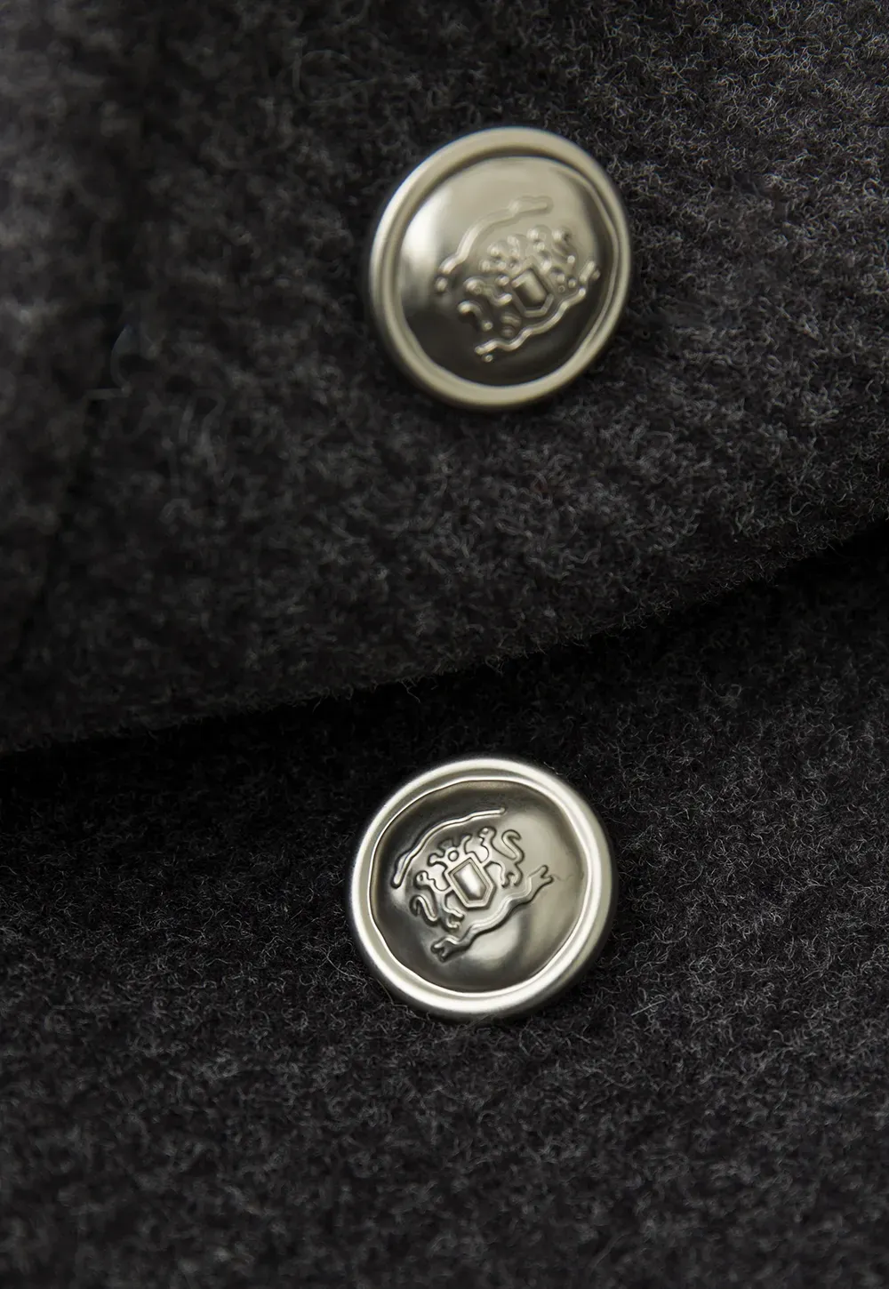High Collar Button Front Wool Coat