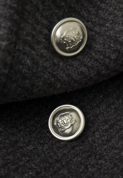 High Collar Button Front Wool Coat
