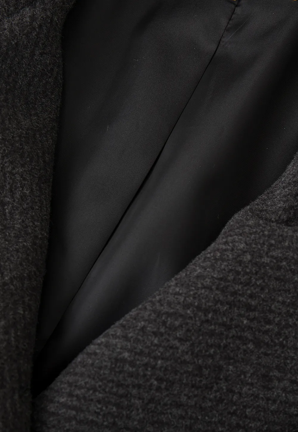 High Collar Button Front Wool Coat