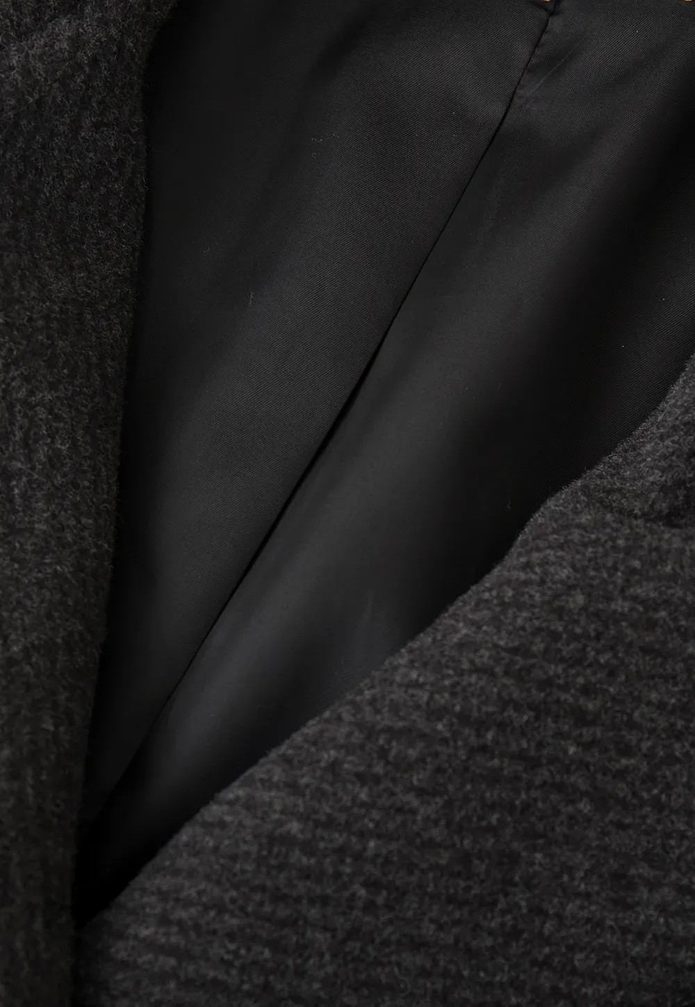 High Collar Button Front Wool Coat