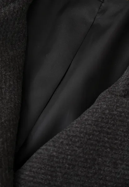 High Collar Button Front Wool Coat