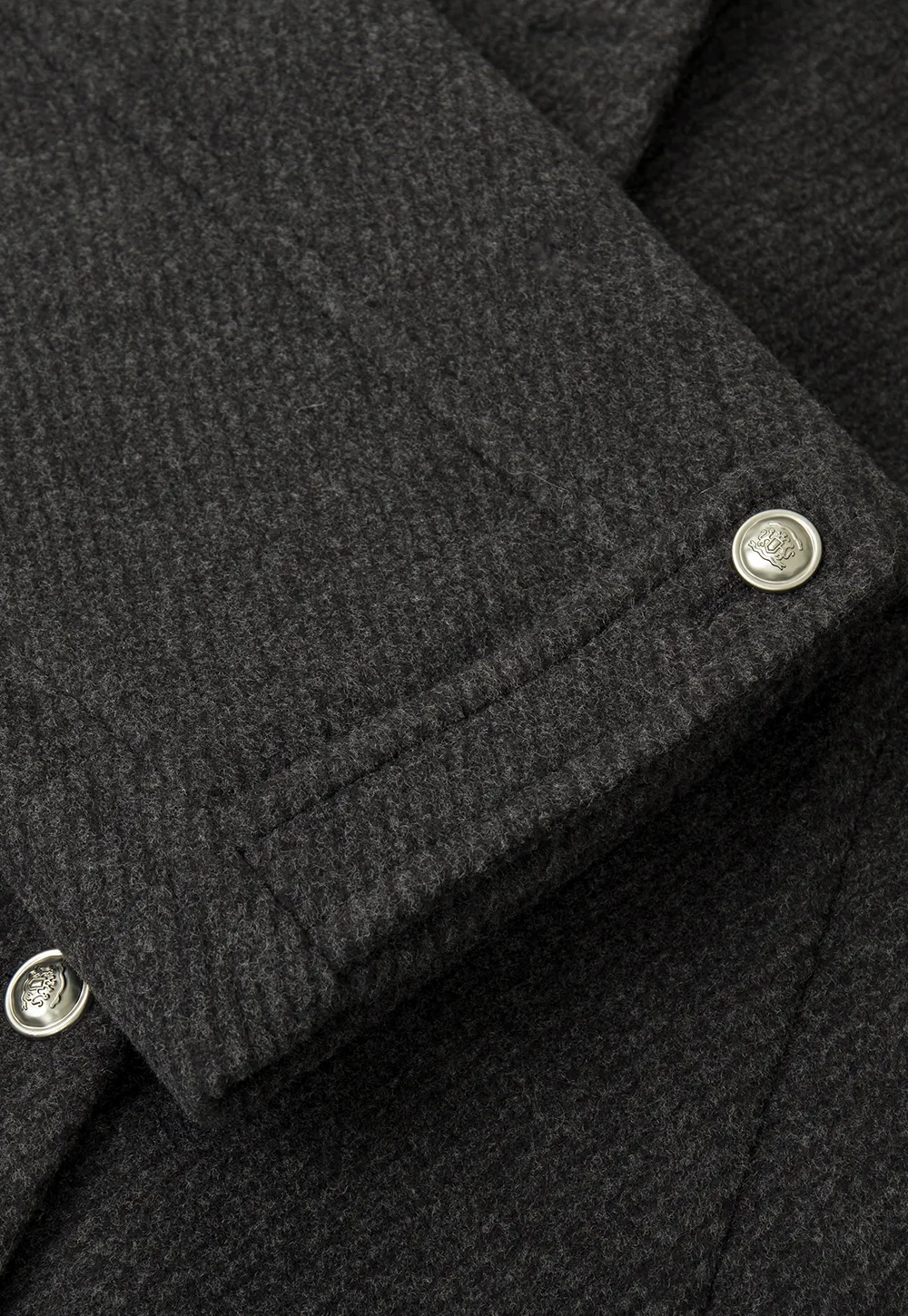 High Collar Button Front Wool Coat