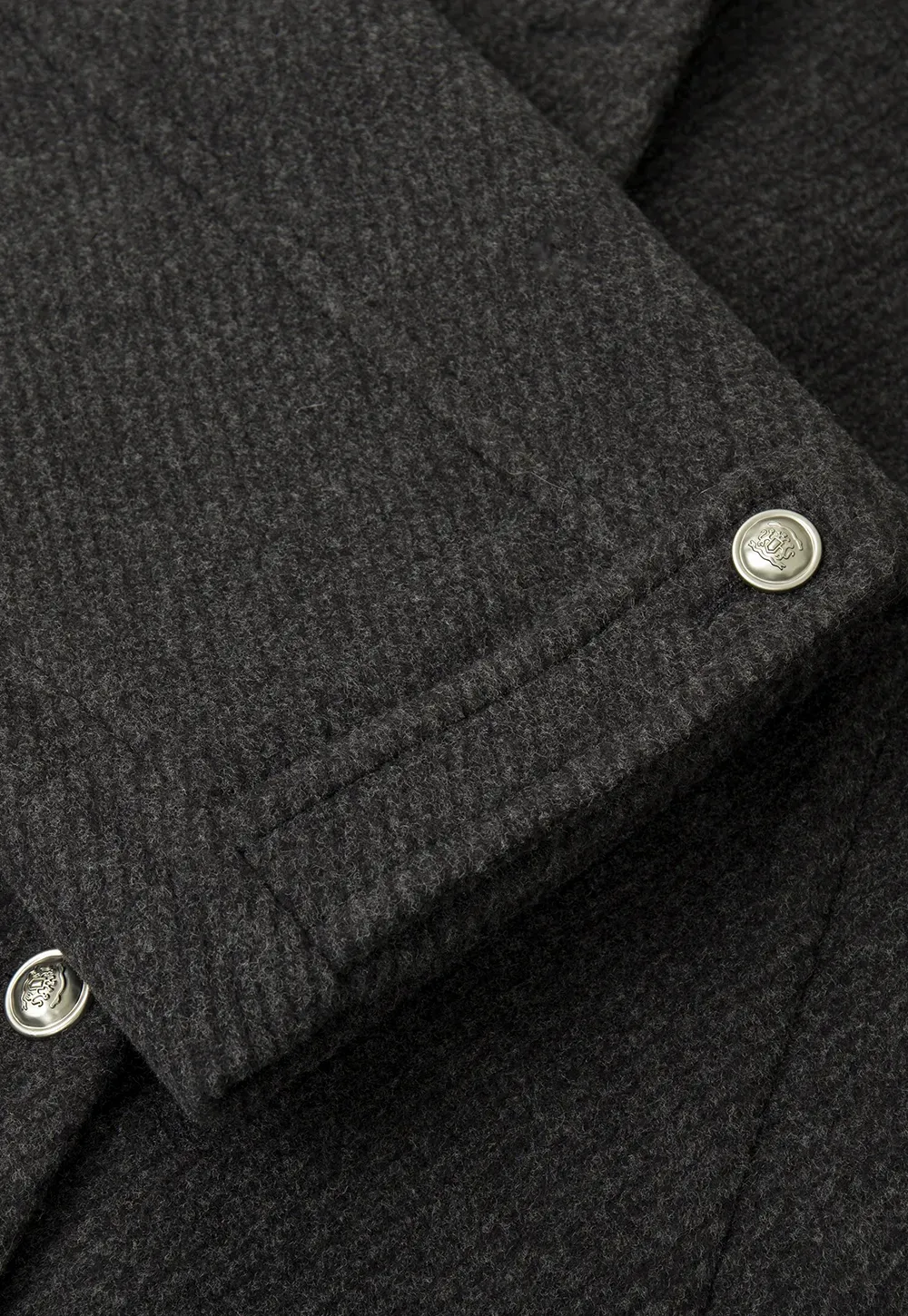High Collar Button Front Wool Coat