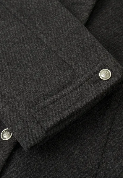 High Collar Button Front Wool Coat