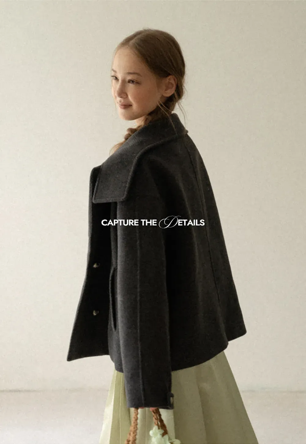 High Collar Button Front Wool Coat