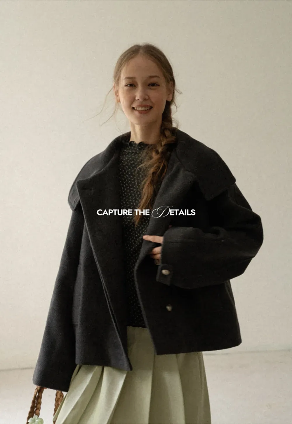 High Collar Button Front Wool Coat