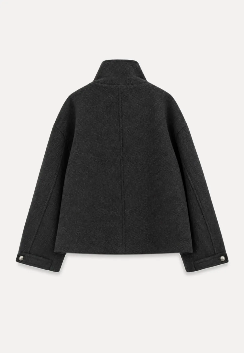 High Collar Button Front Wool Coat