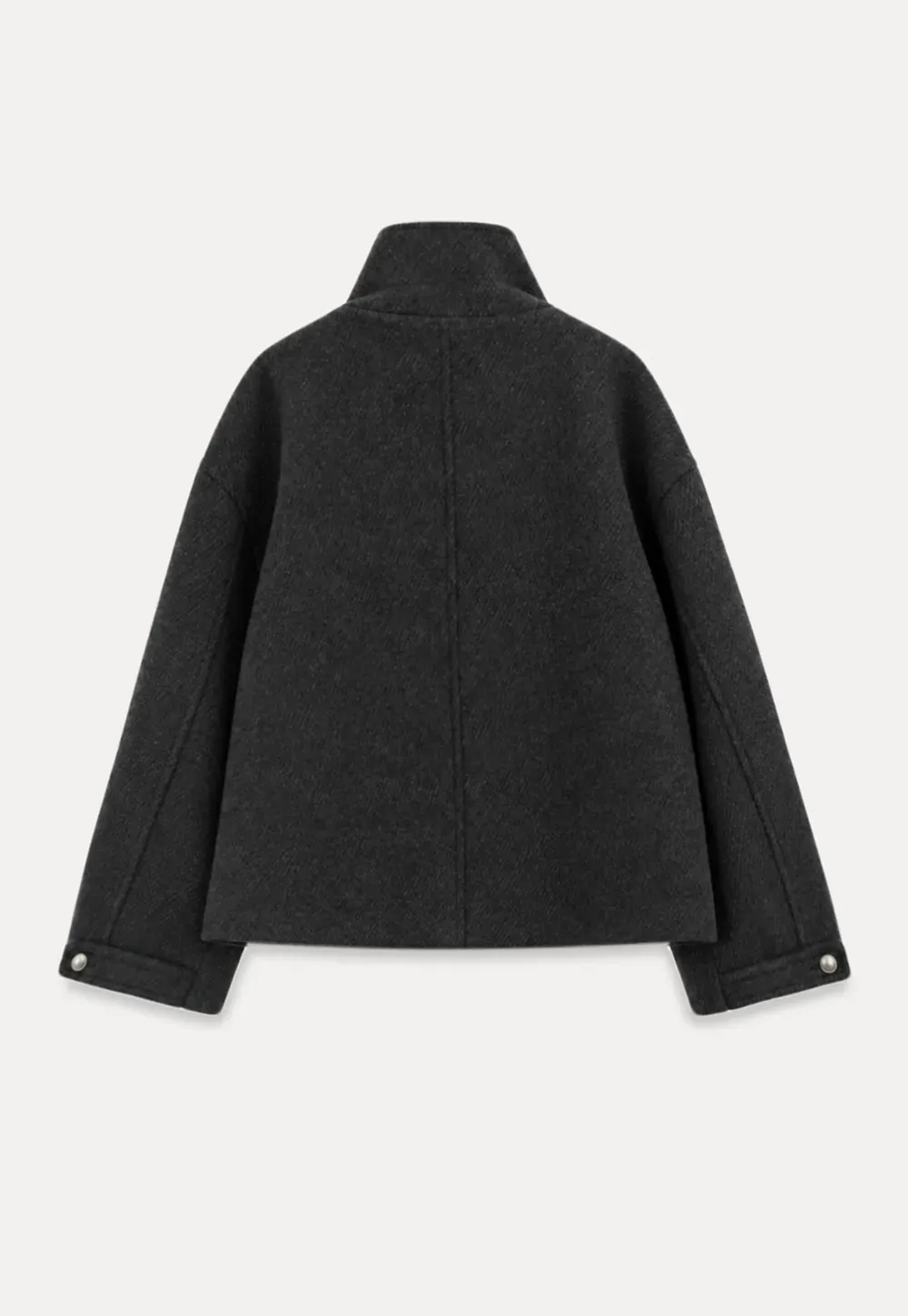 High Collar Button Front Wool Coat