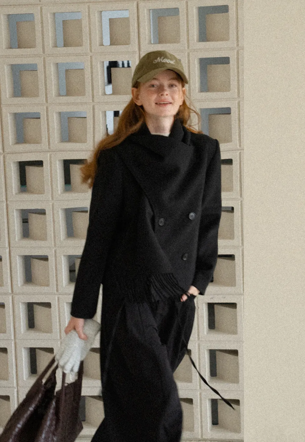 Double Breasted Notched Collar Wool Coat